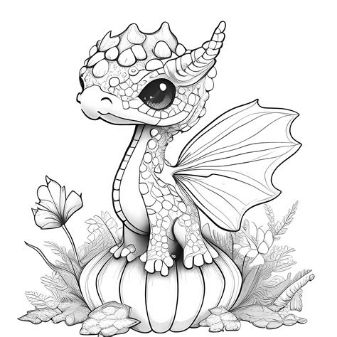 Premium Photo Whimsical Crystal Dragon Coloring Page With Adorable Wings