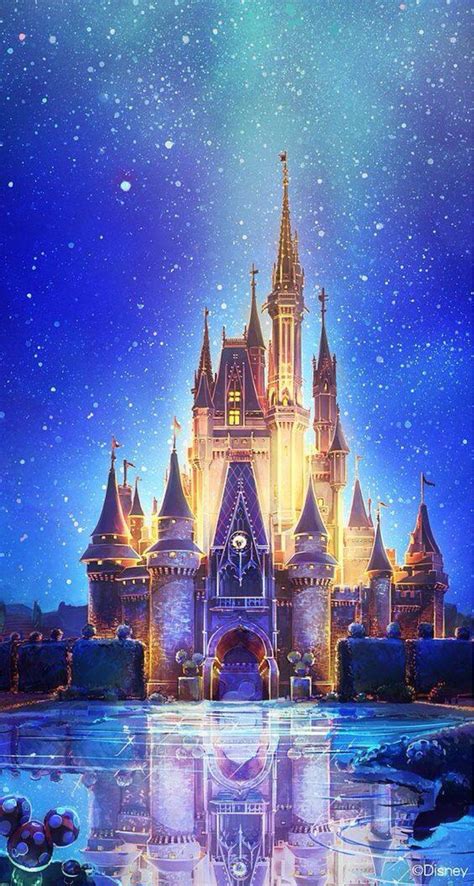 Fondo de pantalla de celular que tiene el castillo de Disney iluminado ...