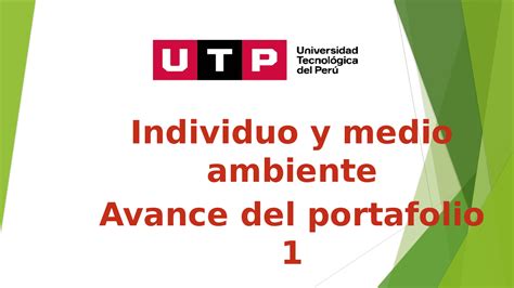 Avance Portafolio 1 Individuo Y Medio Ambiente Diapositivas De