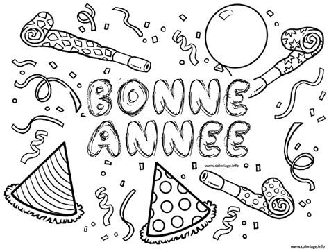 Coloriage Bonne Annee Nouvel An Festif JeColorie