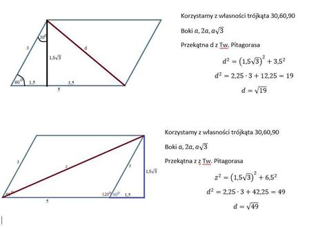 Dane są boki równoległoboku 5cm i 3cm oraz kąt zawarty między nimi 60