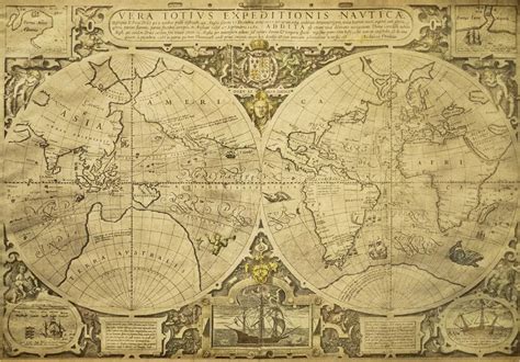 Old World Nautical Map Vintage Background Stock