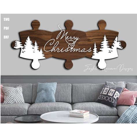 Merry Christmas Wood Sign SVG Christmas Wall Puzzle SVG Christmas