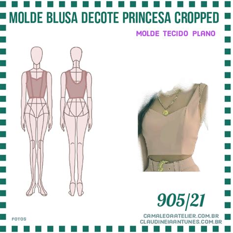 Molde Blusa Decote Princesa Cropped Camaleoa Atelier De Costura