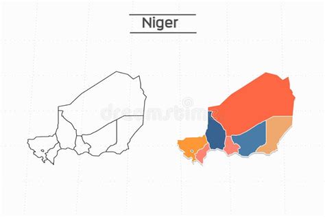 Vector De Ciudad De Mapa De Niger Dividido Por El Colorido Estilo De