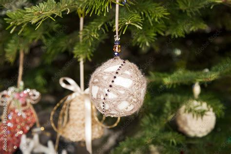 Beautiful Christmas ball on a Christmas tree Stock Photo | Adobe Stock