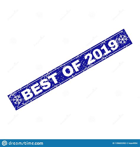 BEST Of 2019 Scratched Rectangle Stamp Seal With Snowflakes Stock