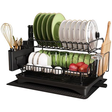 MAJALiS Dish Drying Rack For Kitchen 2 Tier Large Stainless Steel Dish