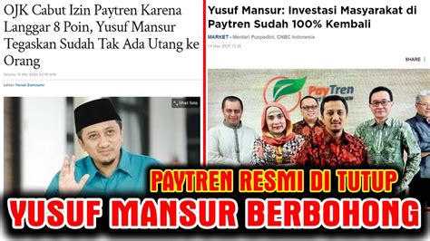 Paytren Resmi Ditutup Ojk Yusuf Mansur Mengaku Tak Ada Utang