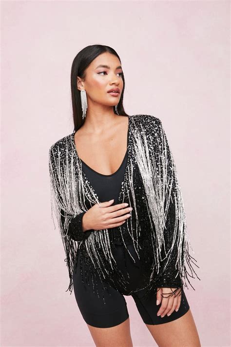 Tassel Beaded Metallic Jacket Nasty Gal