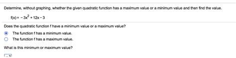 Solved Determine Without Graphing Whether The Given