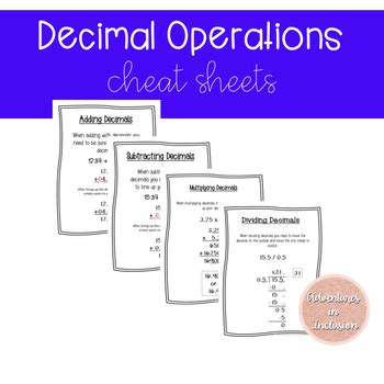 Decimals Study Guide Pdfs TPT