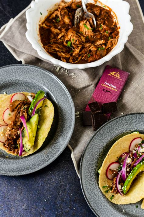 Slow Cooker Chocolate Mole Chicken Tacos The Gingered Whisk