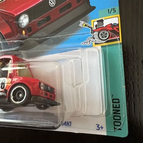 Mattel Toys Hot Wheels Tooned Red Volkswagen Golf Mk Poshmark