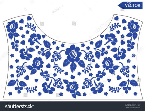 Neckline Embroidery Stock Vector Illustration 339794126 Shutterstock