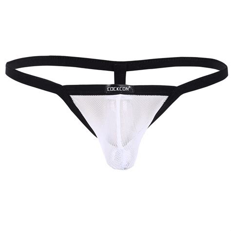 FEESHOW Men See Through Bulge Pouch G String Bikini Underwear