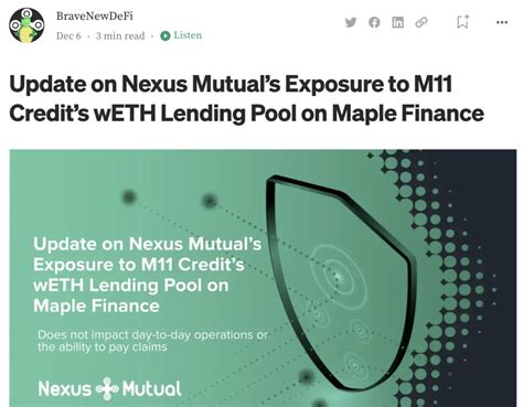 FTX骨牌2DeFi保險也不保險Nexus Mutual因Mapple被倒債損2 461 ETH 動區動趨 最具影響力的區塊鏈新聞媒體