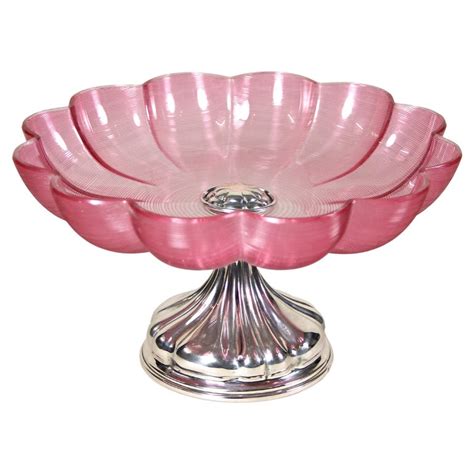 Art Deco 800 Silver Centerpiece With Pink Glass Bowl Austria Circa 1920 For Sale At 1stdibs