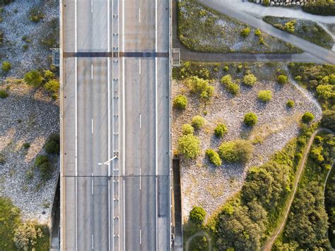 Aerial view of highway stock photo