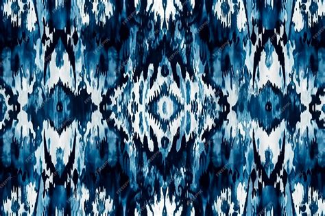 Premium Ai Image Blue And White Ikat Fabric By The Yard