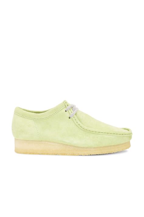 Clarks Wallabee Boot In Pale Lime Suede Revolve