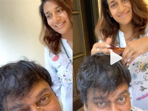 Sushmita gives her dad Chiranjeevi a haircut | Telugu Cinema