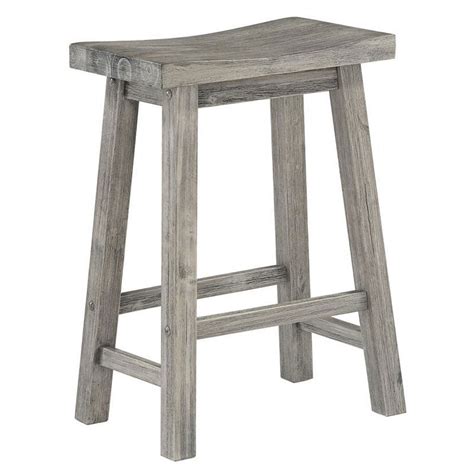 Bowery Hill Contemporary Wood Saddle Counter Stool In Storm Gray