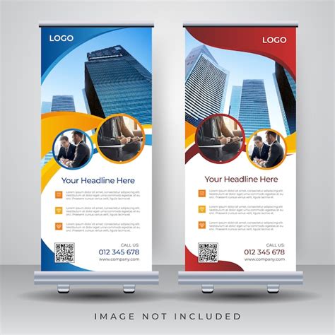 Roll up banner plantilla de diseño Vector Premium