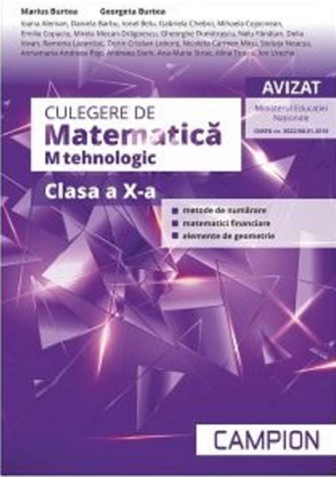 Culegere De Matematica M Tehnologic Pentru Clasa A X A Marius Burtea