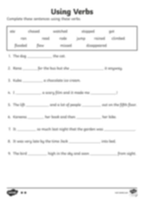 SOLUTION Using Verbs Differentiated Activity Sheet Studypool