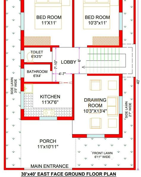 30x40 House Plan 30x40 East Facing House Plan 1200 Sq Ft House