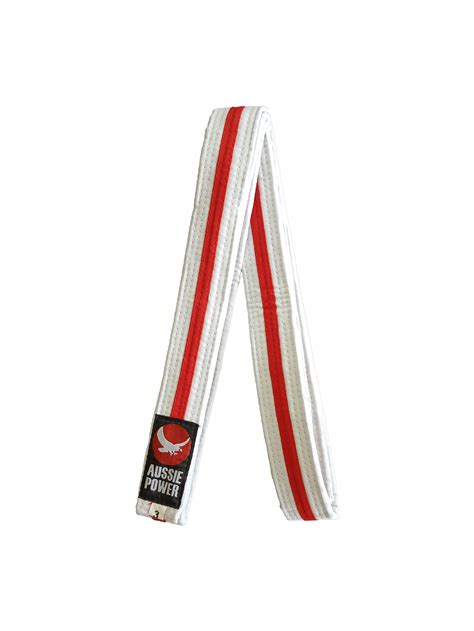 White Karate Belt Coloured Stripe Aussie Powers Online Shop