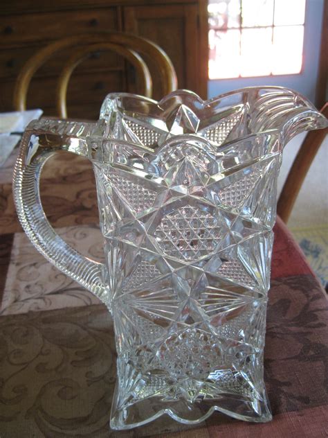 Hand Cut Crystal Pitcher American Cut Crystal Corp 70s 80s Craibas