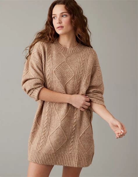 Ae Oversized Cable Knit Sweater Dress