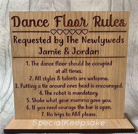 Personalised Wedding Dance Floor Rules Polite Funny Sign - Etsy UK ...