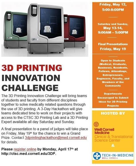 3d Printing Innovation Challenge Research Weill Cornell Medicine