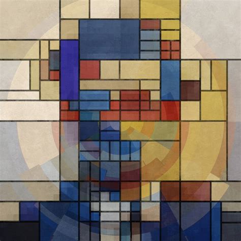 'Square Piet', Mondrian Portrait Printmaking by Czar Catstick | Saatchi Art