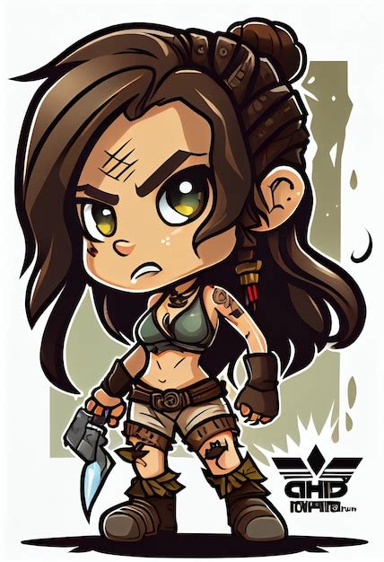 Premium Photo Lara Croft Chibi Cartoon Art Portrait