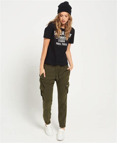 Womens Utility Cargo Joggers In Midwest Khaki Superdry Uk