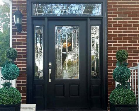 Fiberglass Exterior Doors With Sidelights And Transom Glass Designs