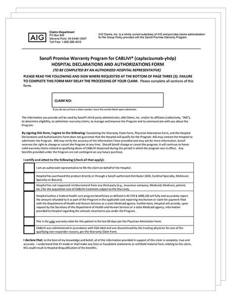 Sanofi Promise Cablivi Caplacizumab Yhdp Warranty Program