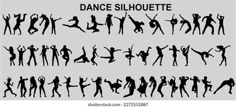 Set Dance Silhouette Black Vector Stock Vector Royalty Free