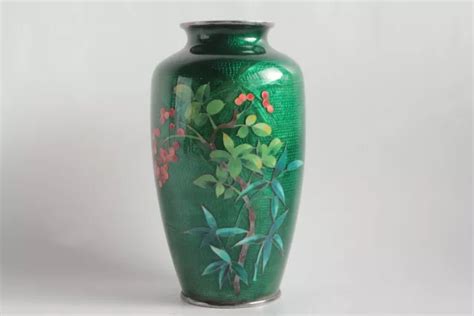 VASE ÉMAUX CLOISONNÉS métal argenté Japon 61862 EUR 190 00 PicClick FR