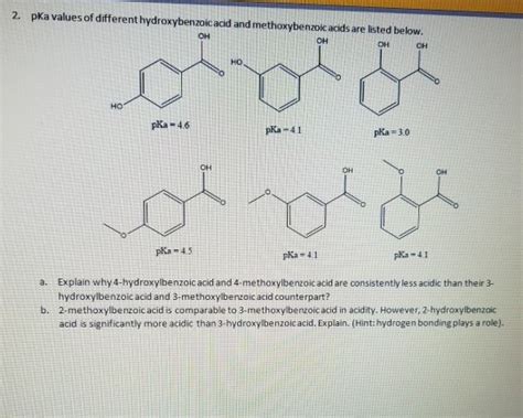 Solved Pka Values Of Different Hydroxybenzoic Acid And Chegg