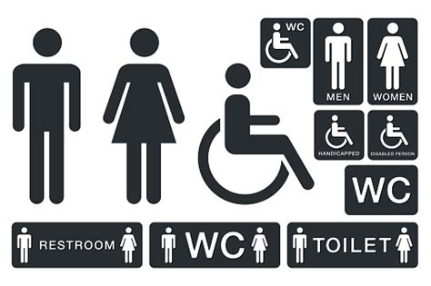 Wc Sign For Restroom Toilet Door Plate Icons Men And Women Vector