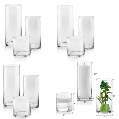 Buy Set Of Glass Cylinder Vases From Each Size Inch Inch