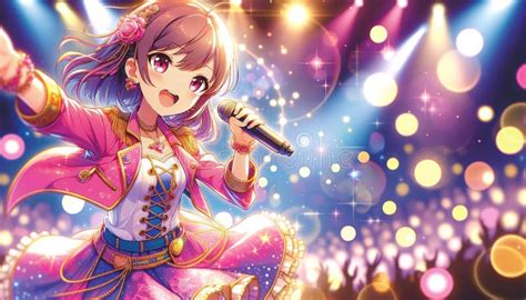 Anime Pop Star Performance Concert Stage Lights Stock Illustration