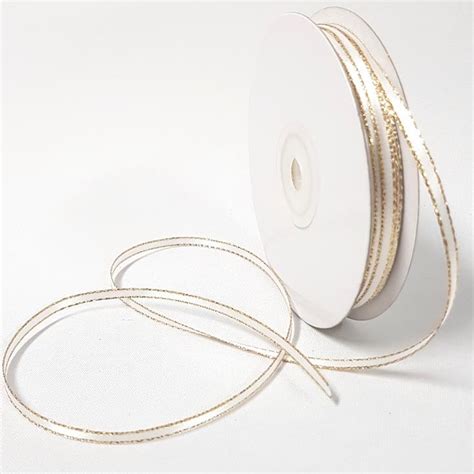 Satin Double Sided Gold Edge 3mm White Desflora