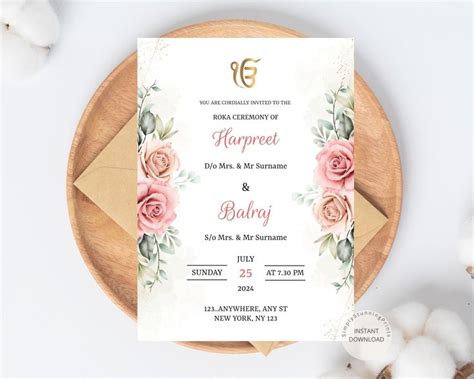 Indian Roka Ceremony Invitation Card As Engagement Card Floral