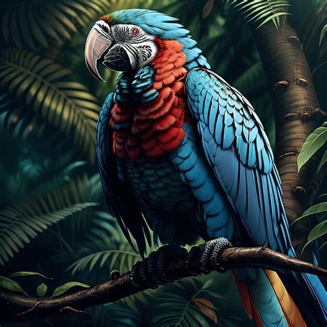 Premium AI Image | A blue macaw bird on a tree branch in a forest